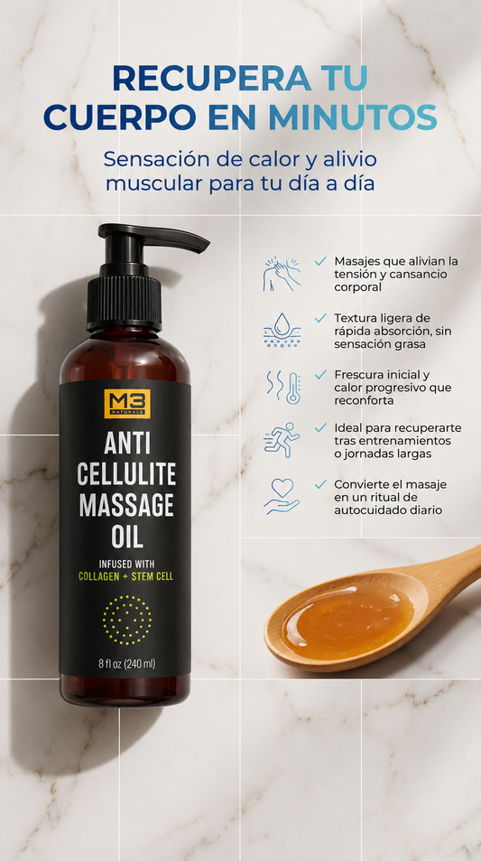M3 naturals Celulitis Oil Massage 400ml- 50% DESCUENTON SOLO POR HOY!